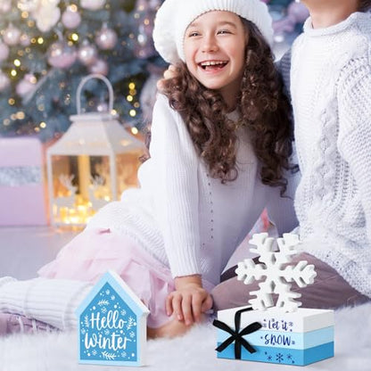 Blulu 5 Pcs Winter Snowflake Table Decorations, Winter Tiered Tray Decor - style: Snowflake