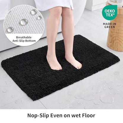 Disolla Black Bathroom Runner Rug 24x59, Soft Plush Large Bath Mat - color: Black, size: 2' x 4'11" (24''x59'' Bathroom Rug)
