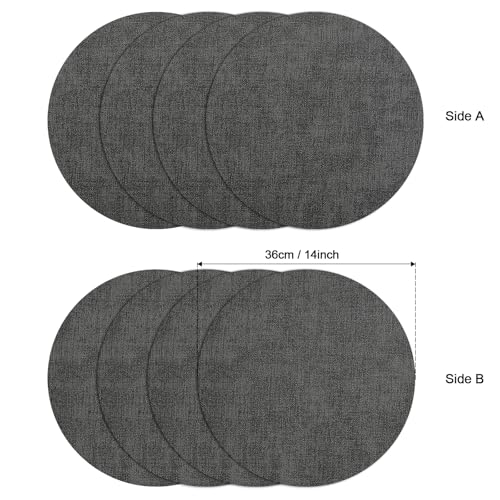 Myir JUN 14" Round Placemats Set of 4, Reversible Dual-Color Place Mats - color: Gray