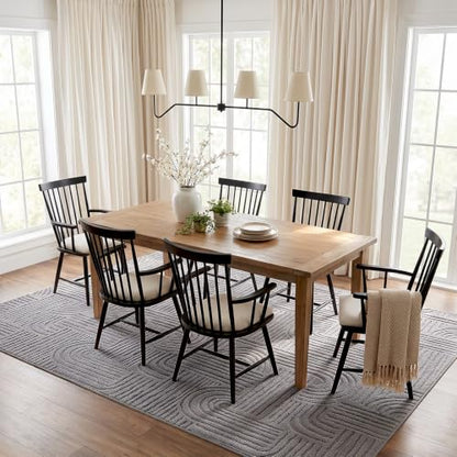 Etwel 6x9 Dark Gray Geometric Textured High-Low Pile Washable Area Rug - color: Dark Gray, size: 6' x 9'