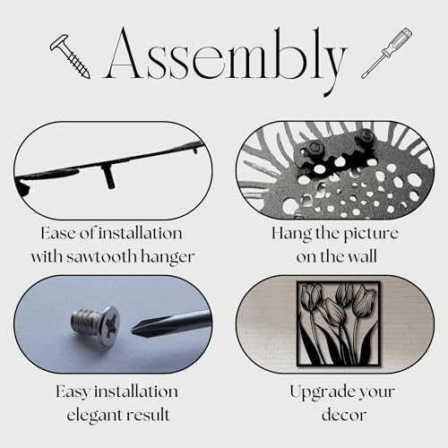 Metal Wall Decor | 17'' x 17'' x 0.05'' Tulips Art Themed Wall Decorations | Handmade Indoor and Outdoor Wall Art (17'' x 17'', Tulips, Black) - size: 17'' x 17'', style: Tulips