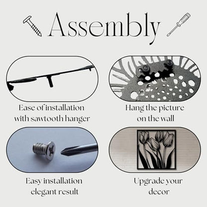 Metal Wall Decor | 17'' x 17'' x 0.05'' Tulips Art Themed Wall Decorations | Handmade Indoor and Outdoor Wall Art (17'' x 17'', Tulips, Black) - size: 17'' x 17'', style: Tulips
