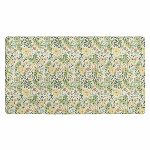 Kitchen Floor Mat 36x20in Waterproof Anti-Fatigue Kitchen Mats - color: Green Flower Clusters