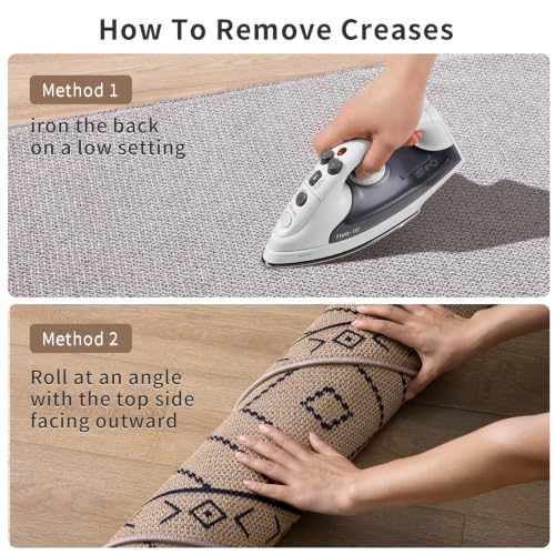 Tangsoo Easy Jute 2x5 Hallway Washable Runner Rug,Non-Slip Carpet Runners - color: Black Diamond, size: 2x5ft