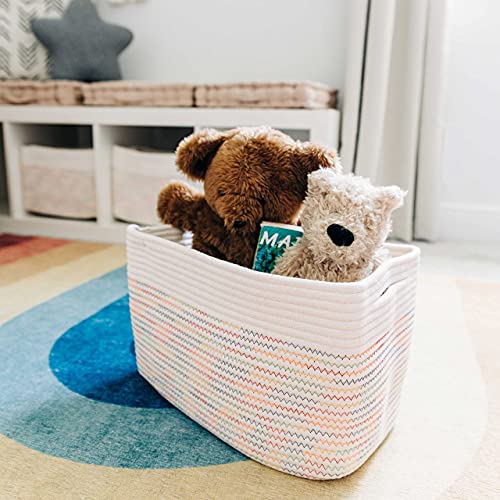 OrganiHaus Rainbow Baskets for Shelves, Set of 3, 15x9x10 - color: Stitches Rainbow