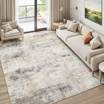 5x7 Area Rug for Living Room, Abstract Washable Non-Slip Carpet, Gold - color: Grey/Gold, size: 5' x 7' (Rectangular)