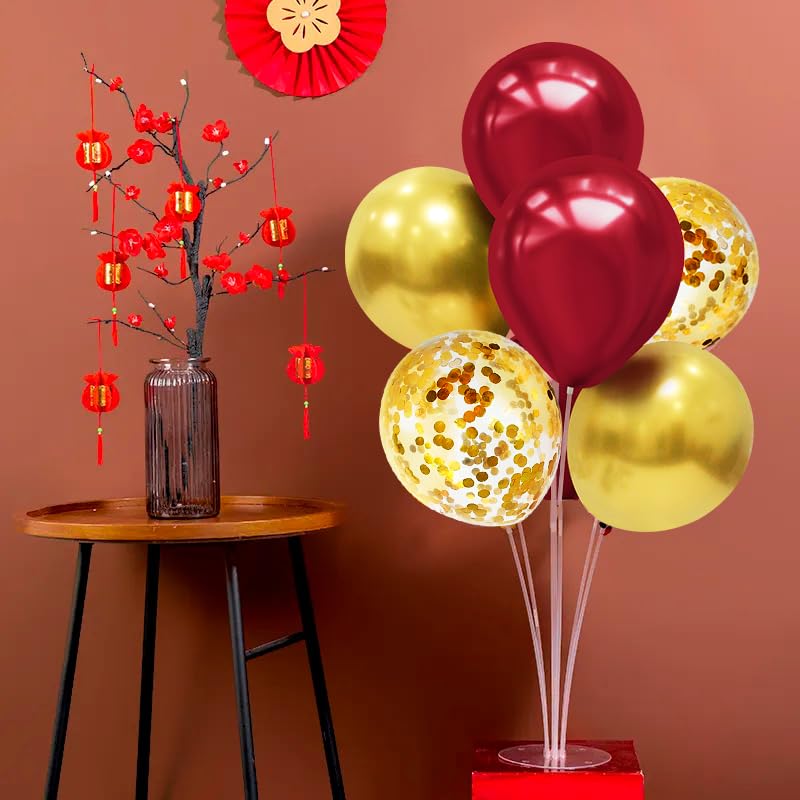 ZJDHPTY 4Set Red Gold Balloon Stand Table Centerpieces Party Decor - color: Red Gold 4