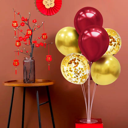 ZJDHPTY 4Set Red Gold Balloon Stand Table Centerpieces Party Decor - color: Red Gold 4