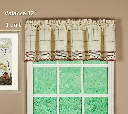 Today's Curtain Adirondack 2-Tone Crochet Valance 12", Ecru/Toast, 60W x 12L - color: Ecru/ Toast, size: 60"W x 12"L (Pack of 1)