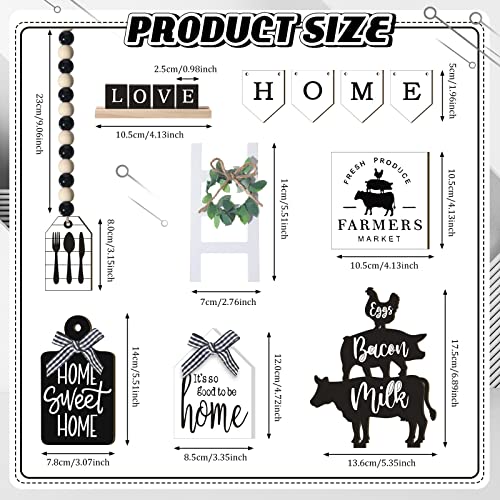 Fairysandy 11 Pcs Home Tiered Tray Decor Black White Rustic Wooden Signs - style: Rustic