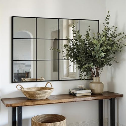 Delma Window Pane Mirror for Wall, 40"x30" Window Mirror Black - size: 40"L x 30"W