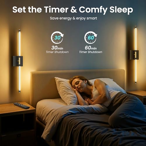 10000mAh Battery Operated Wall Sconces Set of 2, Black Gold-29Inch - color: Black Gold