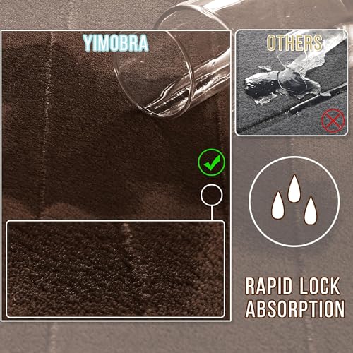 Yimobra Memory Foam Bathroom Mat Set, 31.5 x 20 & 24 x 20 in, Brown - color: Brown, size: 31.5x20+24x20 Inch