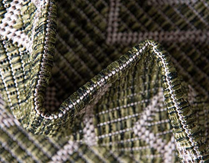 Unique Loom Outdoor Trellis Collection Area Rug - Tribal Trellis (2' x 8' Runner, Green/ Natural) - color: Green/Natural, size: 2' x 8' (Runner)