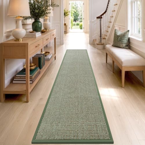DEXI Ultra Thin Hallway Runner Rug 28x144, Non Slip Entryway Rugs,Green - color: Green, size: 28" X 144" (Runner)