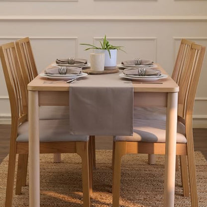 Encasa XO Table Runner, Cotton Canvas Dining Runner 13"x72" - color: Beige, size: 13x72 in