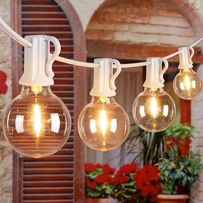 Ollny Outdoor String Lights, 100FT LED Patio Lights Waterproof White Wire - color: White Wire, size: 100FT-Warm White