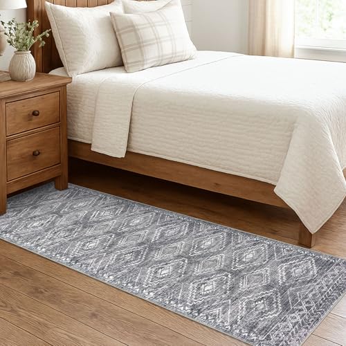 KILOCOCO Washable Runner Rug 2x7 ft Non-Slip Hallway Runners, Grey - color: Grey, size: 2' x 7' (Runner)
