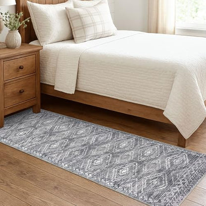 KILOCOCO Washable Runner Rug 2x7 ft Non-Slip Hallway Runners, Grey - color: Grey, size: 2' x 7' (Runner)