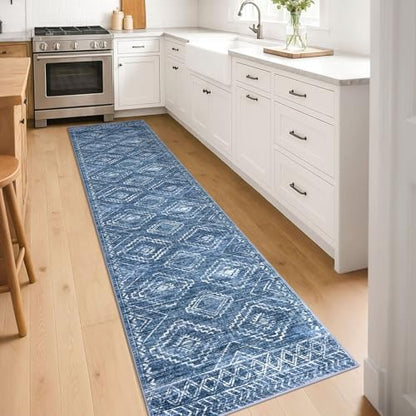 KILOCOCO Washable Runner Rug 2x8 ft Runners for Hallway, Stonewashed Blue - color: Stonewashed Blue, size: 2' x 8' (Runner)