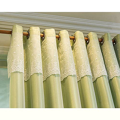 Amidoudou 1 Pair European 3D Flower Luxury Embroidered Curtains Double Layer Curtains with Valance for Living Room Bedroom (Green,52x84 Inch) - color: Green, size: 52"W x 84"L (Pack of 2)