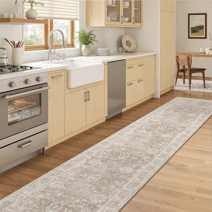 Madane Runner Rug 2x10 for Hallway, Kitchen Non-Slip Runner Rug Brown/Sand - color: Brown/Sand, size: 2' x 10' (Runner)