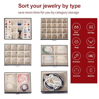 BOOVO Large Jewelry Box for Women 6 Layer - color: Black, size: 6 Layer