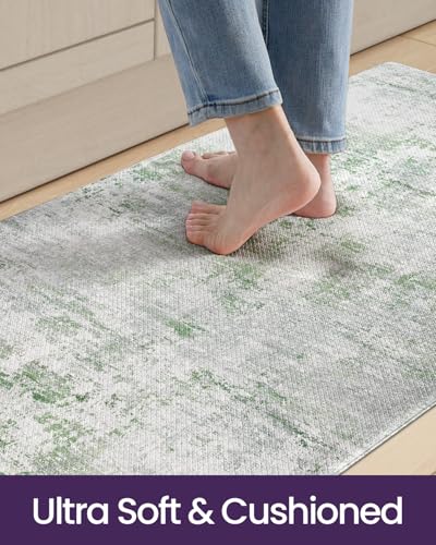 DEXI Kitchen Floor Mats Cushioned Anti Fatigue Runner Rug 23x59 Green - color: Green, size: 59"L x 23"W x 0.4"Th
