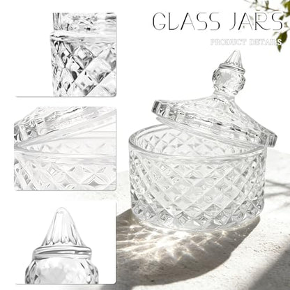 Glass Jewelry Box, Crystal Candy Dish with Lid, Ring Box, Small Trinket Dish, Jewelry Organizer Dish with Lid, Decorative Jewelry Bowls for Home Decor, Christmas Birthday Gifts for Women (Diamond) - style: Diamond
