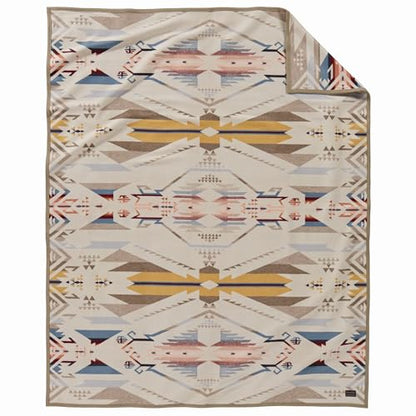 Pendleton Jacquard Unnapped Twin Blanket, 64 x 80 in, Heirloom Virgin Wool - color: White Sands Tan, size: Twin (64" x 80")