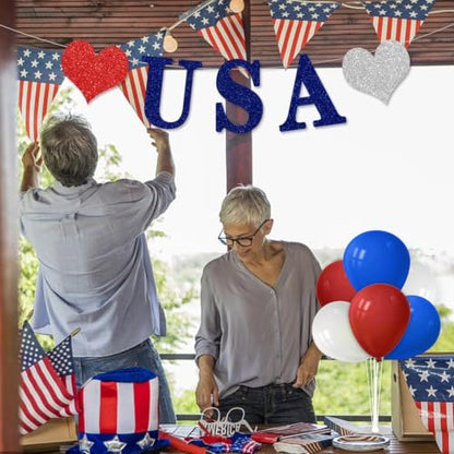 ZJDHPTY 4Set Red White and Blue Balloon Stand Patriotic Decorations - color: Red Blue White 4