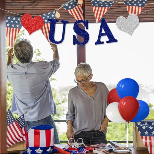 ZJDHPTY 4Set Red White and Blue Balloon Stand Patriotic Decorations - color: Red Blue White 4