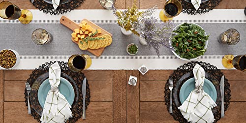 DII Dobby Stripe Table Runner, 13x108 Cool Gray & Cream Background - color: Cool Gray, size: 13x108"