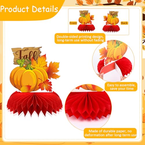 10Pcs Fall Table Decorations, Thanksgiving Honeycomb Centerpieces - style: Fall Party Style