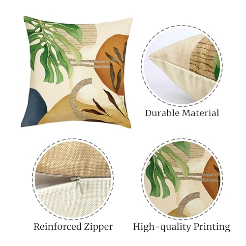18x18 Set of 4 Boho Tropical Leaves Throw Pillow Cushion Covers