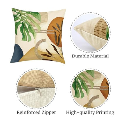 18x18 Set of 4 Boho Tropical Leaves Throw Pillow Cushion Covers