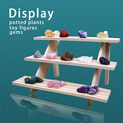3 Tier Earring Display Stands For Selling, Retail Display Riser Earring, Ring Holder Stand, Removable Countertop Small Merchandise Display Stand, for Figures,Cupcake, Photo (Wood color) - color: Wood