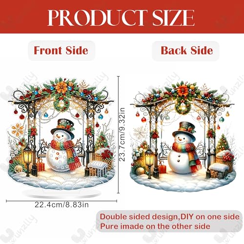 Yunzlly Stand Up Diamond Art Painting Kit, Desktop Gem Painting Ornament Kit for Adults, Tabletop Acrylic Diamond Board Painting (Snowman) - color: Snowman