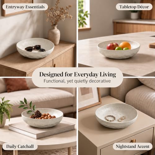 salomayes Wabi-Sabi Ceramic Decorative Bowl, Matte Off-White Catchall Bowl - color: Matte Off-White