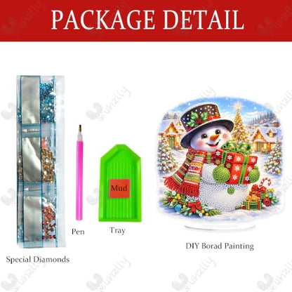 Yunzlly Stand Up Diamond Art Painting Kit, Desktop Gem Painting Ornament Kit for Adults, Tabletop Acrylic Diamond Board Painting (Christmas Snowman) - color: Christmas Snowman