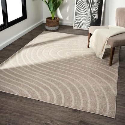 LUXE WEAVERS Modern Geometric Wave Beige 5x7 Area Rug - color: Beige, size: 5' x 7' (Rectangular)