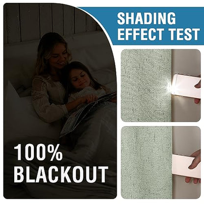 H.VERSAILTEX Faux Linen 100% Blackout Curtains for Bedroom 63 inches Long Thermal Insulated Textured Linen Look Curtain Back Tab/Rod Pocket/Hook Belt Draperies 2 Panels, 52 x 63 Inch，Sage - color: Sage, size: 52"W x 63"L (Pack of 2)