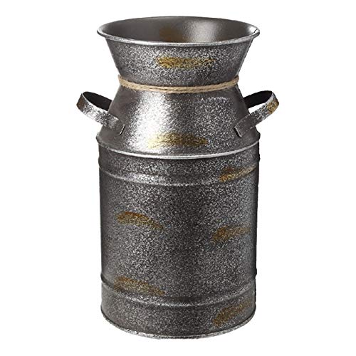 7.5" High Rustic Decorative Vase with Greetings and Rope Design, Metal Milk Can Country Jug for Living Room, Bedroom, Kitchen(Faith)