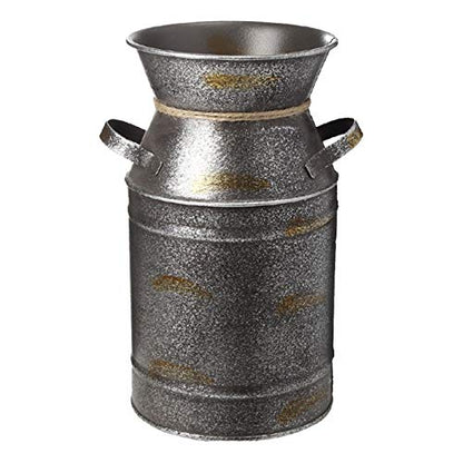 7.5" High Rustic Decorative Vase with Greetings and Rope Design, Metal Milk Can Country Jug for Living Room, Bedroom, Kitchen(Faith)