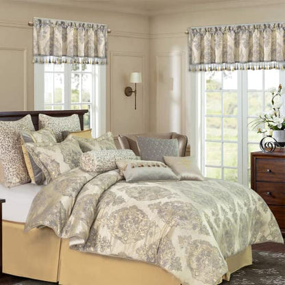 Loom and Mill Luxury Damask Jacquard Valances for Windows, Beige, 54"x18" - color: Rome-beige