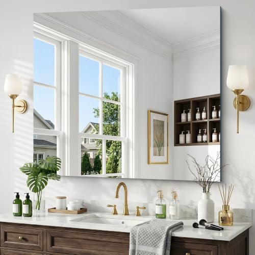 36x40 Inch Frameless Mirror, Frameless Bathroom Mirror for Over Sink - color: Frameless, size: 36"L x 40"W