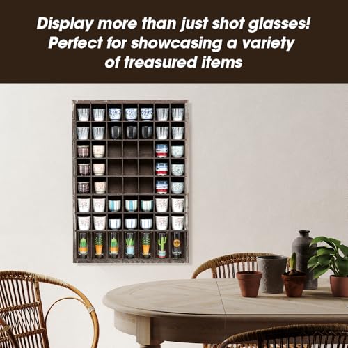 J JACKCUBE DESIGN - Shot Glasses Display Case(Set of 2) 56 Compartments Wall Mount Pint Glass Shadow Box Bar Cabinet Collection Freestanding - MK524AA