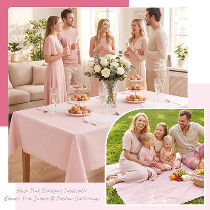 NatNarr 3 Pcs Plastic Light Pink Tablecloths, Scalloped Table Cloths - color: Light Pink, size: 3 Pack