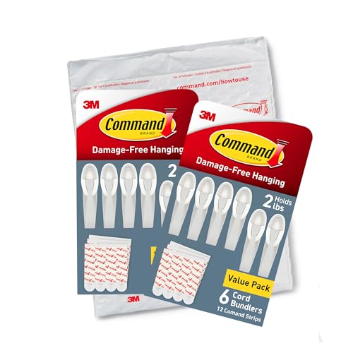 Command Plastic Cord Bundlers, Damage-Free Cable Organizer, No Tools Required, 12 Gray and 24 Adhesive Strips - size: 12 Cord Bundlers