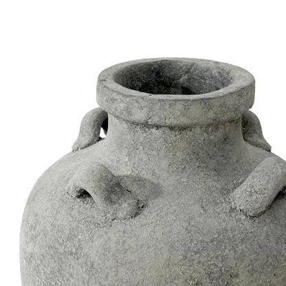 LuxenHome 15" Tall Antiqued Gray Round Terracotta Urn Vases